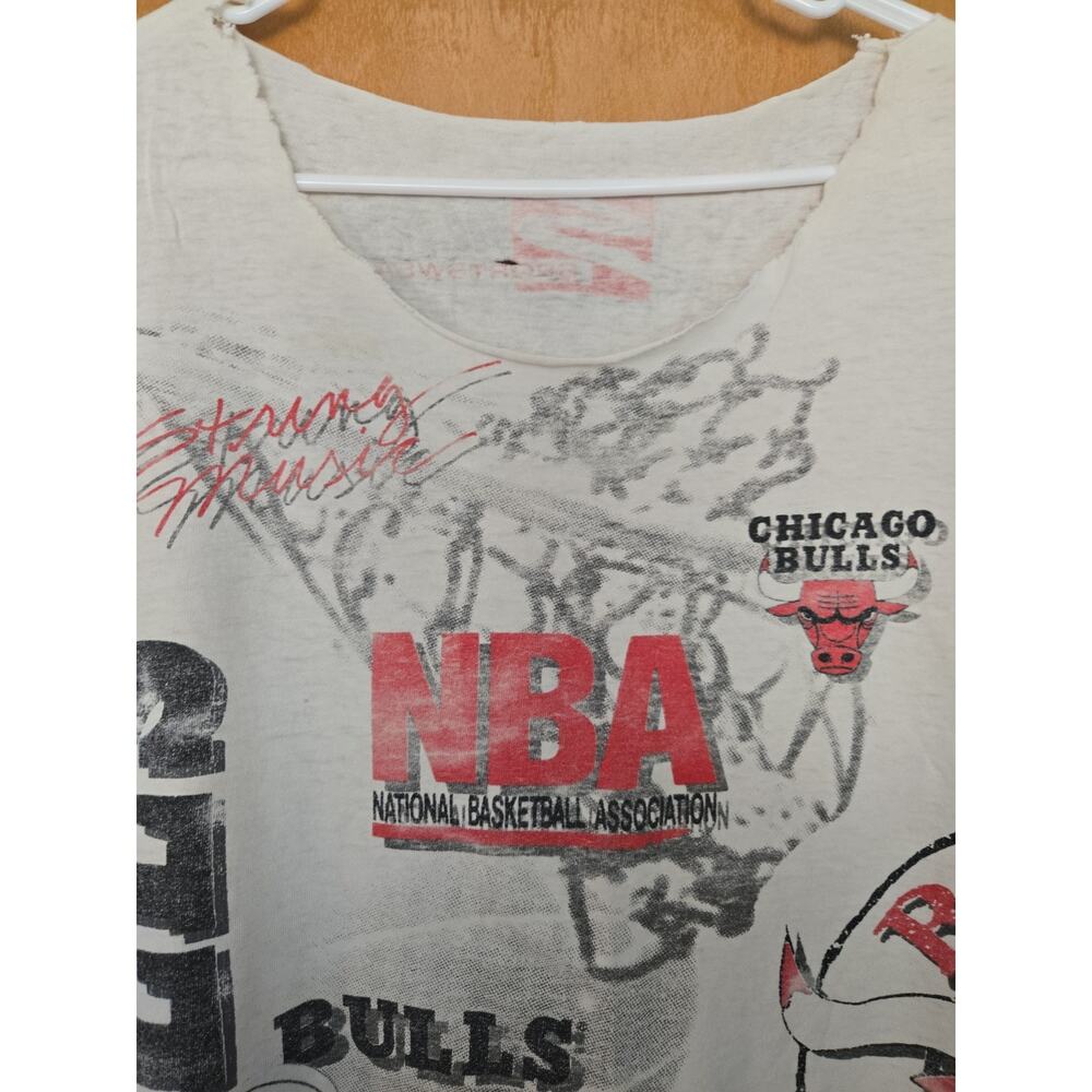 Vintage Chicago Bulls Shirt Size XL White Aerial Assault Salem Sportswear 90s - Picture 2 of 5